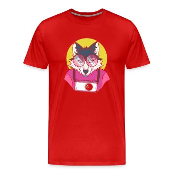 Hipster Wolf Wolfexperte - Männer Premium Bio T-Shirt - Rot - Vorne - Damien (186cm)