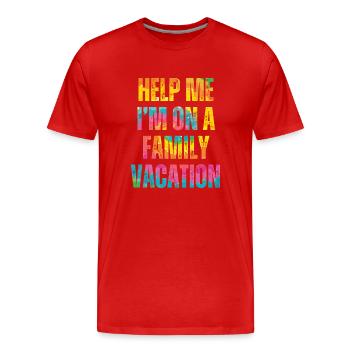 Au secours, je suis en vacances en famille - T-shirt bio Premium Homme - rouge - Devant - Damien (186cm)