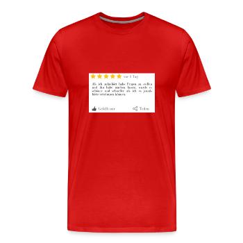 Keine Fragen stellen, Bier bringen! Kundenbewertun - Männer Premium Bio T-Shirt - Rot - Vorne - Damien (186cm)