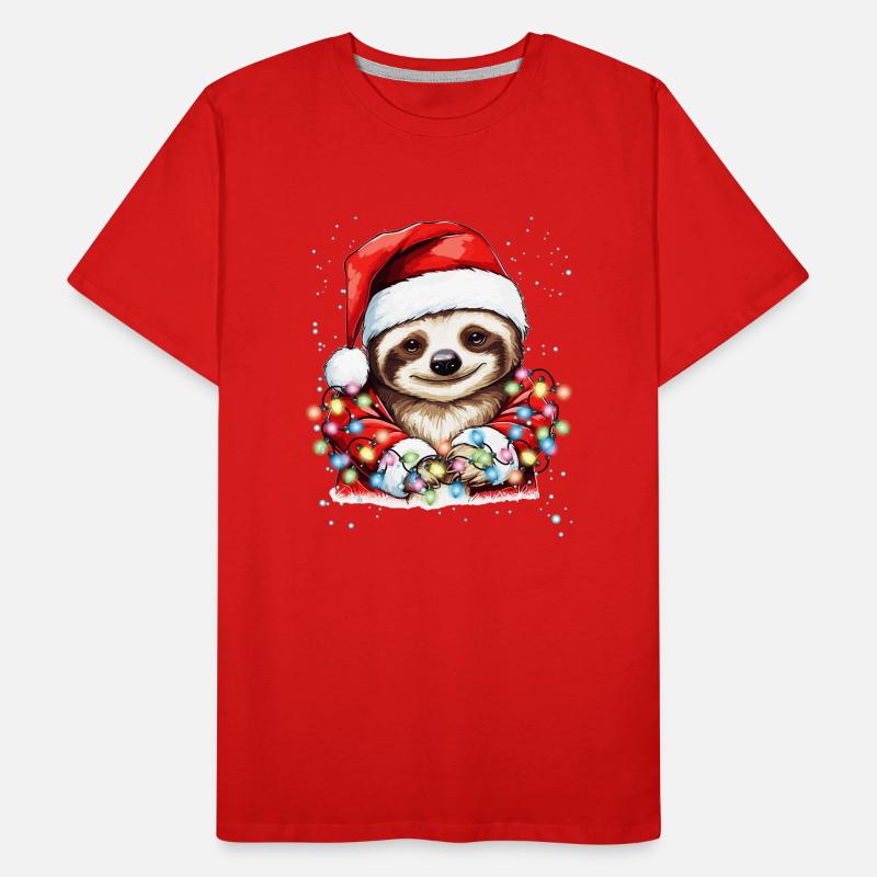 Christmas Deco Sloth with Christmas Lights Men's Premium Organic T-Shirt
