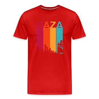 Retro Gaza is under attack 2023 - Men's Premium Organic T-Shirt - red - Front - Damien (186cm)