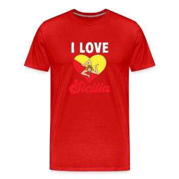 Sicile Drapeau Italie Sicile - T-shirt bio Premium Homme - rouge - Devant - Damien (186cm)