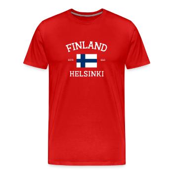 Finlande - T-shirt bio Premium Homme - rouge - Devant - Damien (186cm)