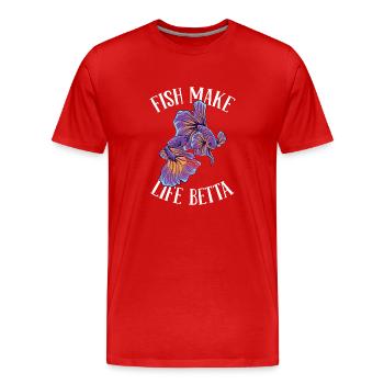 Combat de poissons Betta - T-shirt bio Premium Homme - rouge - Devant - Damien (186cm)