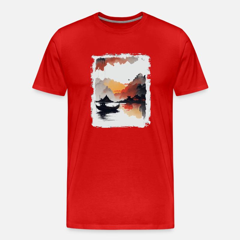 Japanisch - Ninh Binh Town - Männer Premium Bio T-Shirt - Rot