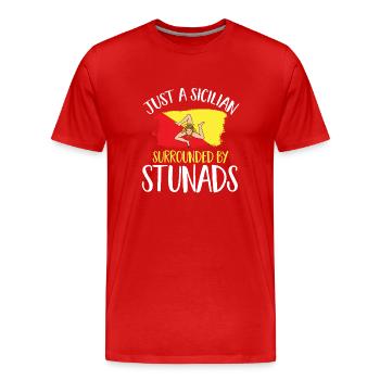 Sicile Drapeau Italie Sicile - T-shirt bio Premium Homme - rouge - Devant - Damien (186cm)