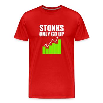Stonks Only Go Up Parody Stock Market Enthusiasts - Männer Premium Bio T-Shirt - Rot - Vorne - Damien (186cm)