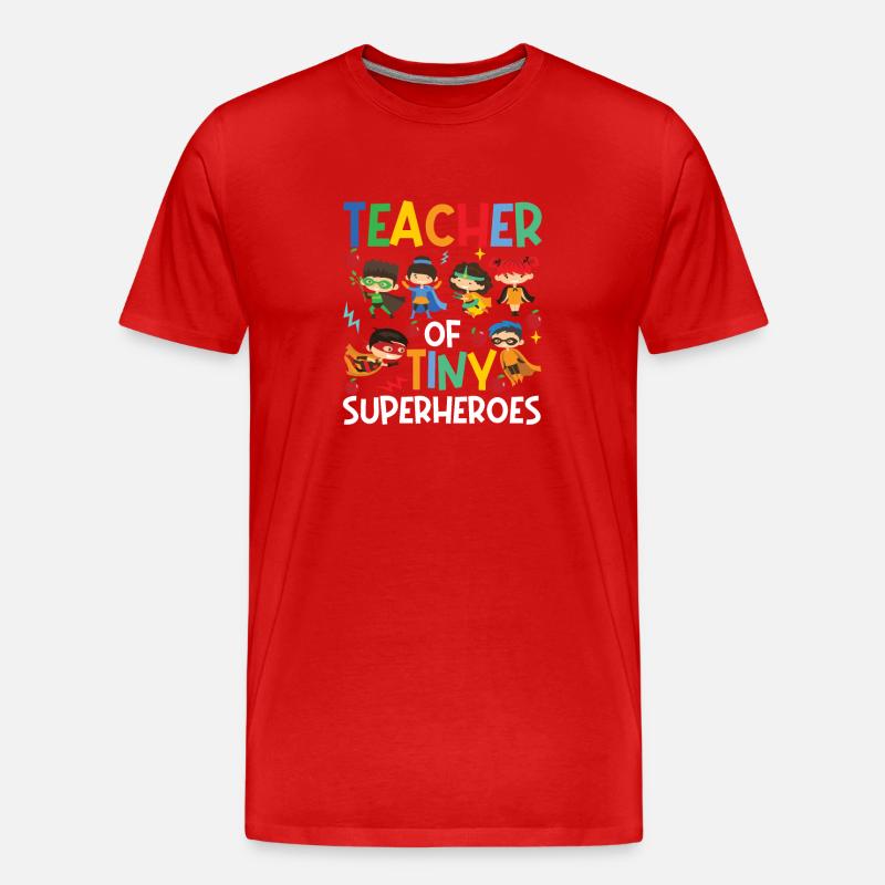 Lehrer der winzigen Superhelden Lustiger - Männer Premium Bio T-Shirt - Rot