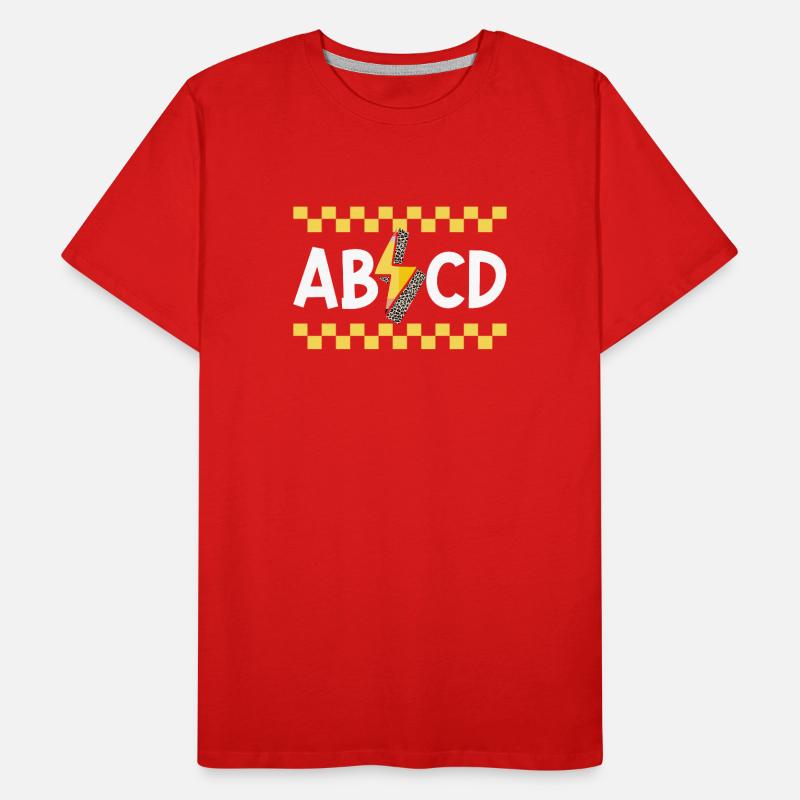 ABCD Lightning Leopard Pencil 100th Day School Men's Premium Organic T-Shirt