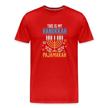 Jewish This Is My Hanukkah Pajamakah Matching - Männer Premium Bio T-Shirt - Rot - Vorne - Damien (186cm)