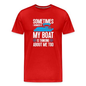 Bateau Ponton Bateau Capitaine de Bateau - T-shirt bio Premium Homme - rouge - Devant - Damien (186cm)