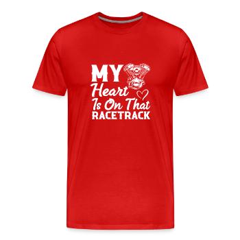 Mein Herz Ist Auf Dieser Rennstrecke - Männer Premium Bio T-Shirt - Rot - Vorne - Damien (186cm)
