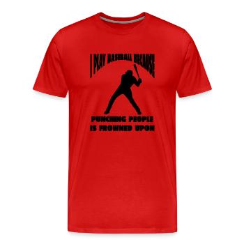 joueur de baseball, joueur de baseball, joueur de baseball de l’équipe de baseball, joueur de baseball - T-shirt bio Premium Homme - rouge - Devant - Damien (186cm)