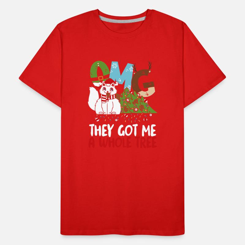 Katze Mit Weihnachtsbaum Männer Premium Bio T-Shirt