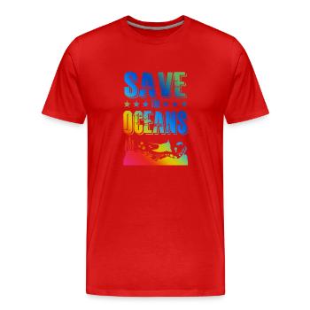 save the ocean - Men's Premium Organic T-Shirt - red - Front - Damien (186cm)