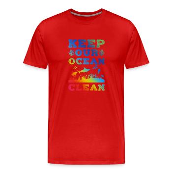 ozean sauber halten - Männer Premium Bio T-Shirt - Rot - Vorne - Damien (186cm)