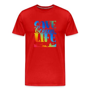 Sauvez la vie de l’océan - T-shirt bio Premium Homme - rouge - Devant - Damien (186cm)