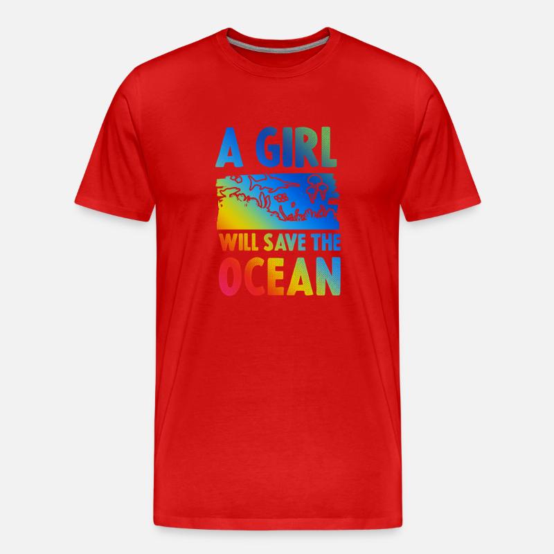 save the ocean mädchen - Männer Premium Bio T-Shirt - Rot
