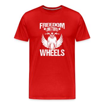 Liberté Sur Deux-Roues Cyclomoteur Scooter - T-shirt bio Premium Homme - rouge - Devant - Damien (186cm)