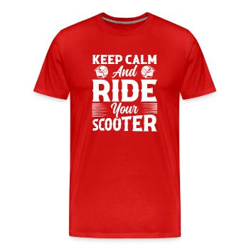Gardez Calme Et Conduisez Votre Scooter Moto Cyclomoteur - T-shirt bio Premium Homme - rouge - Devant - Damien (186cm)
