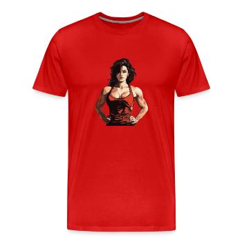 Femme Muscles Workout Gym - T-shirt bio Premium Homme - rouge - Devant - Damien (186cm)