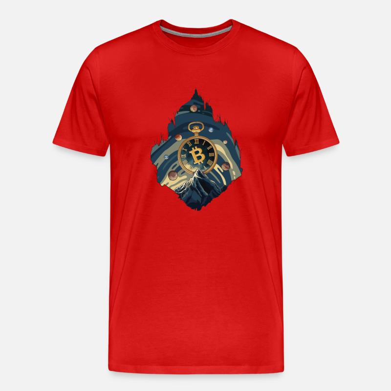 Bitcoin Uhr - Männer Premium Bio T-Shirt - Rot