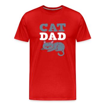 Cat Dad Katzenvater - Männer Premium Bio T-Shirt - Rot - Vorne - Damien (186cm)