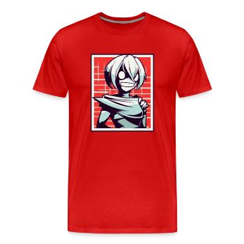 Style d’anime de dessin animé : Zombie Ghoul Girl - T-shirt bio Premium Homme - rouge - Devant - Damien (186cm)