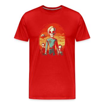 Dessin animé Anime Manga Zombie Goule Amis - T-shirt bio Premium Homme - rouge - Devant - Damien (186cm)