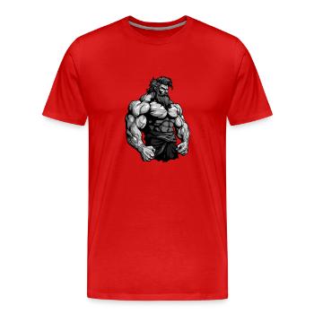Bodybuilder Muscles Workout Gym - T-shirt bio Premium Homme - rouge - Devant - Damien (186cm)