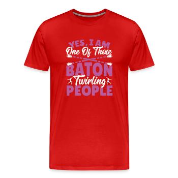 Bâton Twirling Bâton Twirler cadeau - T-shirt bio Premium Homme - rouge - Devant - Damien (186cm)