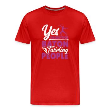 Bâton Twirling Bâton Twirler cadeau - T-shirt bio Premium Homme - rouge - Devant - Damien (186cm)