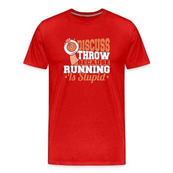 Diskuswerfen Diskuswerfer Geschenk - Männer Premium Bio T-Shirt - Rot - Vorne - Damien (186cm)