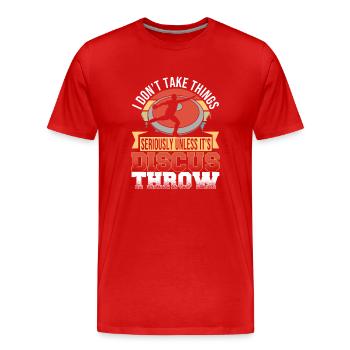 Diskuswerfen Diskuswerfer Geschenk - Männer Premium Bio T-Shirt - Rot - Vorne - Damien (186cm)