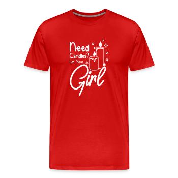 Besoin de bougies, je suis ta fille, fabrication de bougies - T-shirt bio Premium Homme - rouge - Devant - Damien (186cm)