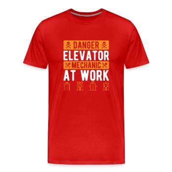 Funny Elevator Inspector Danger Elevator Mechanic - Männer Premium Bio T-Shirt - Rot - Vorne - Damien (186cm)