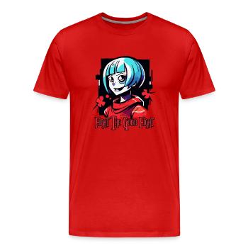 Kämpfe den guten Kampf mit einem Anime Mädchen - Männer Premium Bio T-Shirt - Rot - Vorne - Damien (186cm)