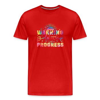 Avertissement Girls Trip En Cours - T-shirt bio Premium Homme - rouge - Devant - Damien (186cm)