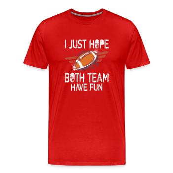 J’espère juste que les deux équipes s’amuseront, fan de sport neutre - T-shirt bio Premium Homme - rouge - Devant - Damien (186cm)