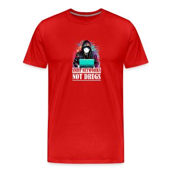 Renifler les réseaux, pas les drogues pour les - T-shirt bio Premium Homme - rouge - Devant - Damien (186cm)