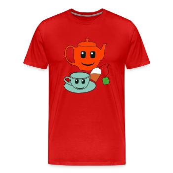 Gastronomy Host Tea Teapot Drinks - Men's Premium Organic T-Shirt - red - Front - Damien (186cm)