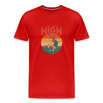 I Like To Geth High Climbing Boulder - Männer Premium Bio T-Shirt - Rot - Vorne - Damien (186cm)