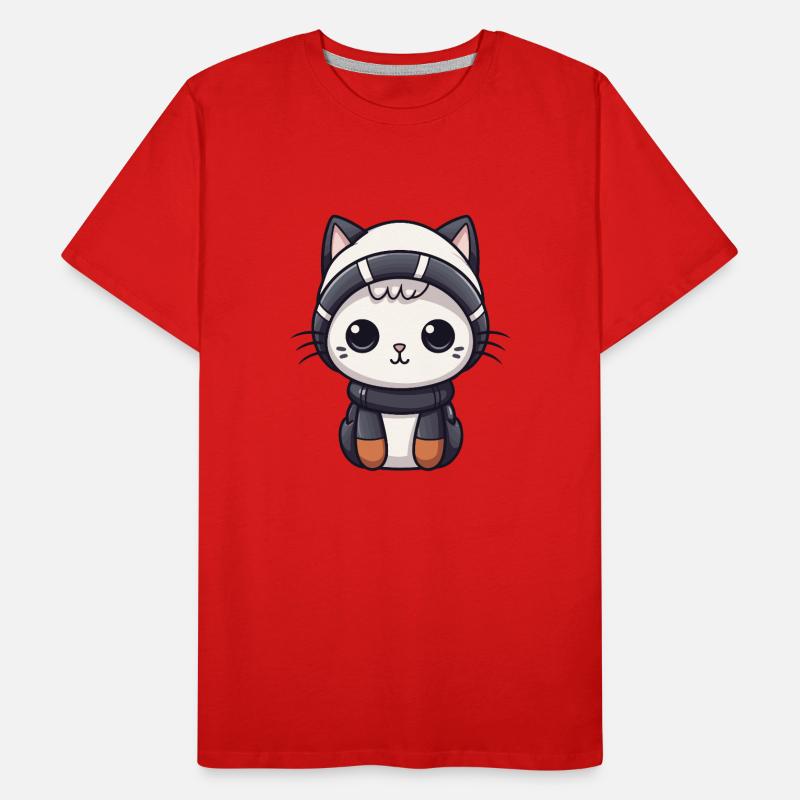 Bande dessinée d’hiver de chat T-shirt bio Premium Homme