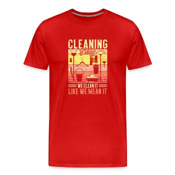 Personnel de nettoyage - T-shirt bio Premium Homme - rouge - Devant - Damien (186cm)