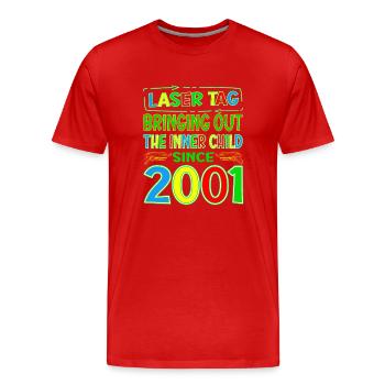 Laser Tag Bringing Out The Inner Child Years Old - Men's Premium Organic T-Shirt - red - Front - Damien (186cm)
