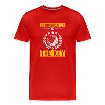 Kommunikation Ist Der Schlüssel - Männer Premium Bio T-Shirt - Rot - Vorne - Damien (186cm)
