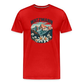 Alpenblumen Berg Watzmann Bayern Berchtesgaden - Männer Premium Bio T-Shirt - Rot - Vorne - Damien (186cm)