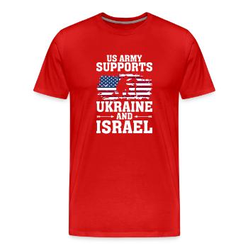 U.S. Army Supports Ukraine and Israel - Men's Premium Organic T-Shirt - red - Front - Damien (186cm)