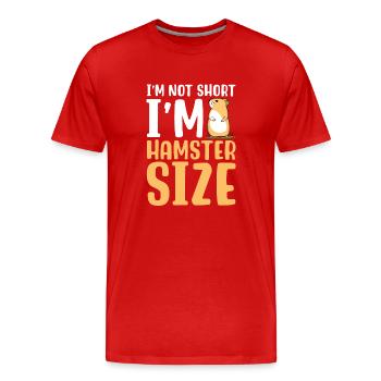 Ich bin nicht klein, ich bin Hamstergröße - Männer Premium Bio T-Shirt - Rot - Vorne - Damien (186cm)