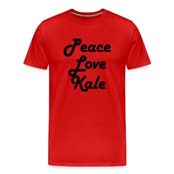 Cute Vegetarian Gift Vegan Quote Peace Love Kale - Männer Premium Bio T-Shirt - Rot - Vorne - Damien (186cm)